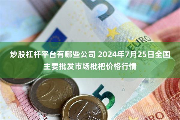 炒股杠杆平台有哪些公司 2024年7月25日全国主要批发市场枇杷价格行情